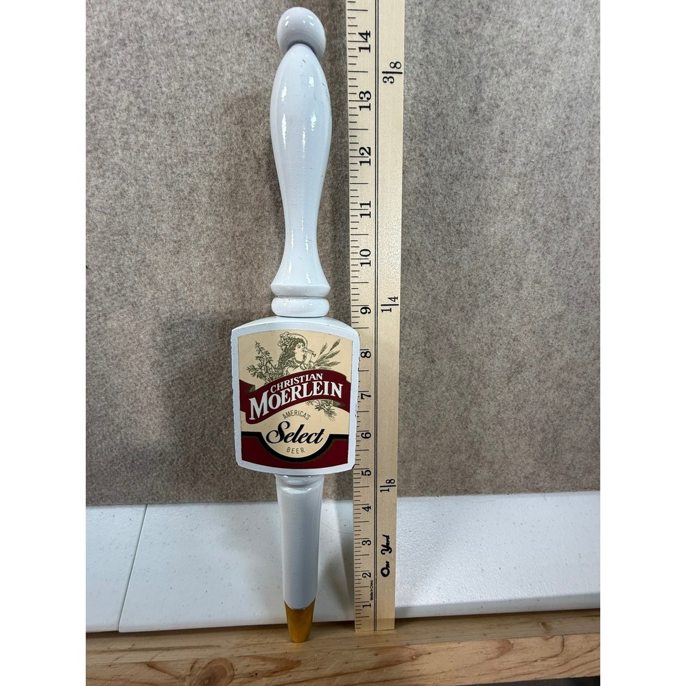 Christian‎ Moerlein Select Beer Tap Handle White Spindle Vintage Barware 14.5